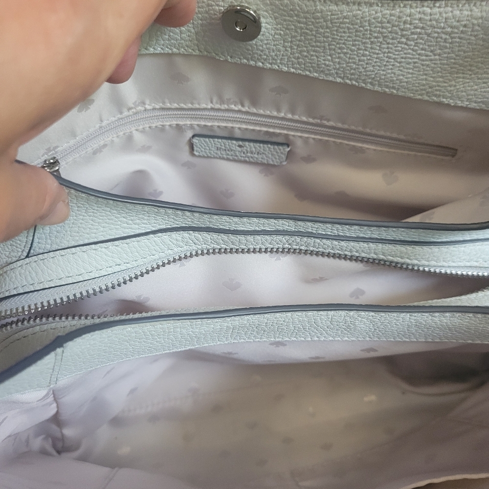 Kate Spade Leila Light Blue 3 Compartment leather double handle shoulder bag. - Picture 5 of 9